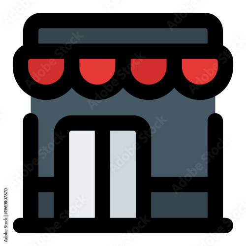 Restaurant Building Filled Line Icon Vector, Bold Outline Building and Architecture Symbol for City, Real Estate and Construction Concept