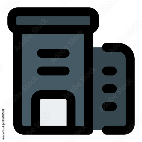 Office Building Filled Line Icon Vector, Bold Outline Building and Architecture Symbol for City, Real Estate and Construction Concept