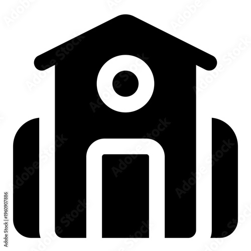 School Glyph Icon Vector, Solid Building and Architecture Symbol for City and Real Estate Concept