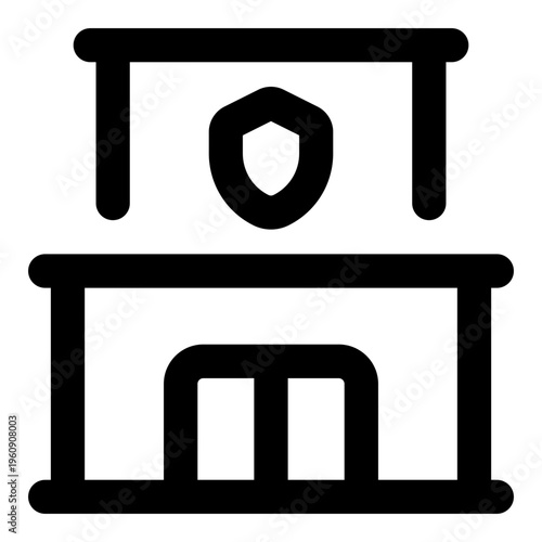 Police Station Line Icon Vector, Modern Outline Building and Architecture Symbol for City, Real Estate and Construction Concept