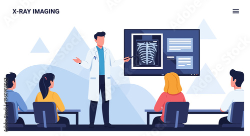 Doctor Explains X-Ray Imaging to Students in Medical Training Session