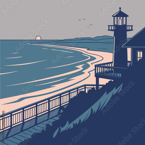 A lighthouse on a cliff overlooking the ocean