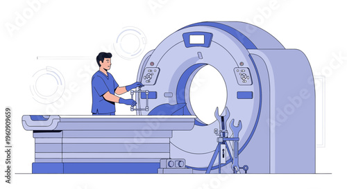 Doctor Operating CT Scanner Machine for Medical Imaging Diagnosis