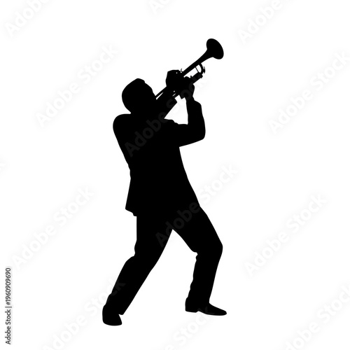 Man playing a trumpet instrument.