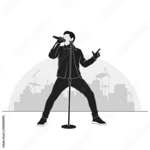 Man singing into a microphone.