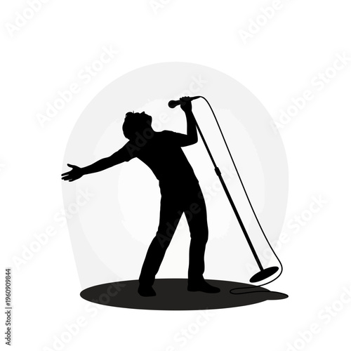 Man Singing into Microphone Silhouette.