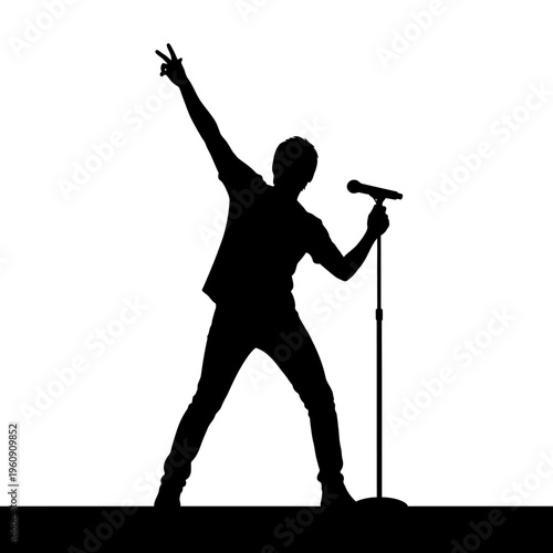 Man Singing into Microphone Silhouette.