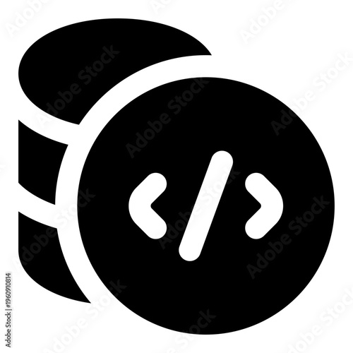 Database Glyph Icon Vector, Solid Coding and Programming Symbol for Developer and Web Design Concept