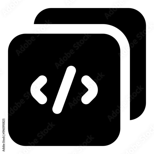 Code Compilation Glyph Icon Vector, Solid Coding and Programming Symbol for Developer and Web Design Concept