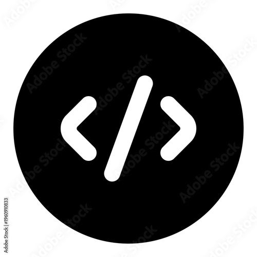 Code Glyph Icon Vector, Solid Coding and Programming Symbol for Developer and Web Design Concept