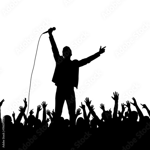 Singer Performing on Stage with Audience.