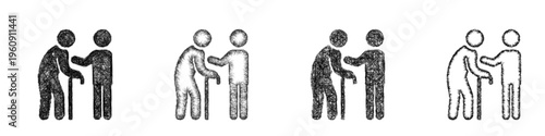Sketch elderly care icon design set