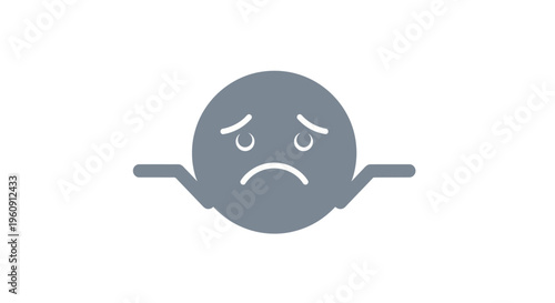 A gray emoticon with a frowning face.