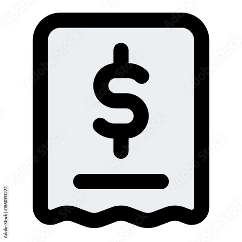 Bill Filled Line Icon Vector, Bold Outline Ecommerce and Shopping Symbol for Online Store and Marketplace Concept