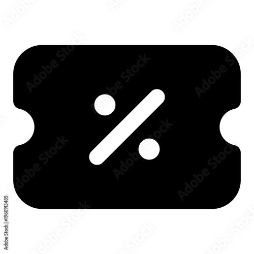 Coupon Glyph Icon Vector, Solid Ecommerce and Shopping Symbol for Online Store and Marketplace Concept