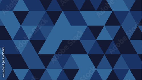Abstract Modern Deep Blue Geometric Mosaic Vector Background with Seamless Triangle Pattern