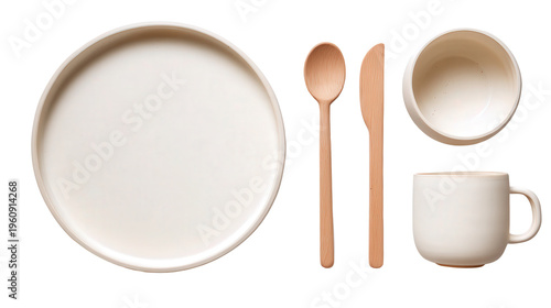 Wallpaper Mural minimalist ceramic tableware set isolated on white background Torontodigital.ca