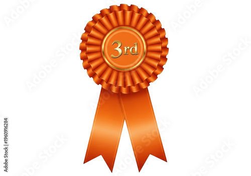 A vibrant ribbon badge with a golden first place medal design isolated on transparent background