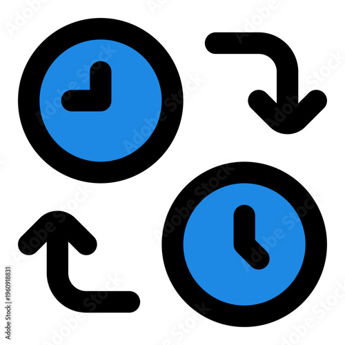 Processing Time Filled Line Icon Vector, Bold Outline Time and Clock Symbol for Timer, Schedule, and Productivity Concept