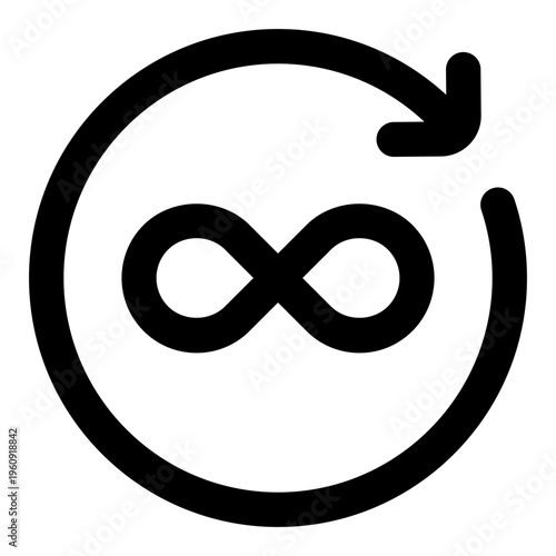 Infinity Filled Line Icon Vector, Bold Outline Time and Clock Symbol for Timer, Schedule, and Productivity Concept