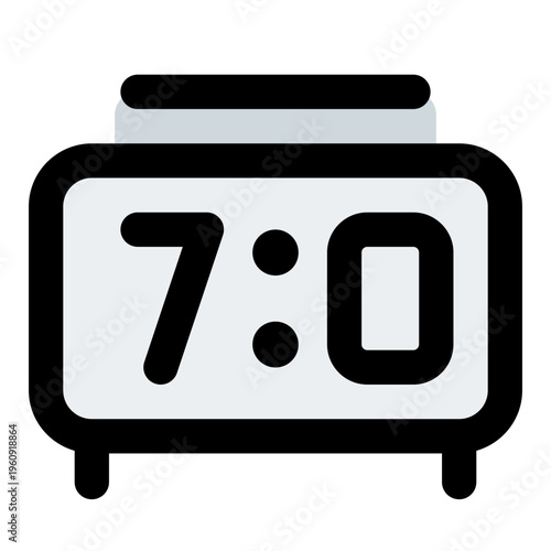 Digital Clock Filled Line Icon Vector, Bold Outline Time and Clock Symbol for Timer, Schedule, and Productivity Concept