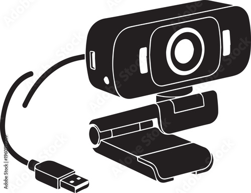 Minimalist Professional Computer Webcam Vector Silhouette - Isolated Flat Icon