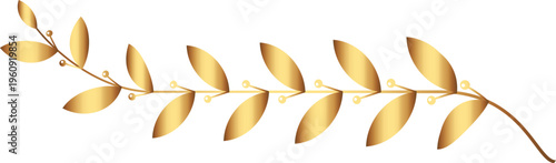 Award gold laurel branch. Laurel Leadership wreath. Sports emblem of winner. Golden olive branch as symbol of victory. Graduation frame. Vector Illustration EPS 10.