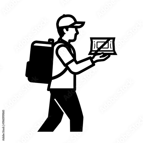 Delivery man holding a package.