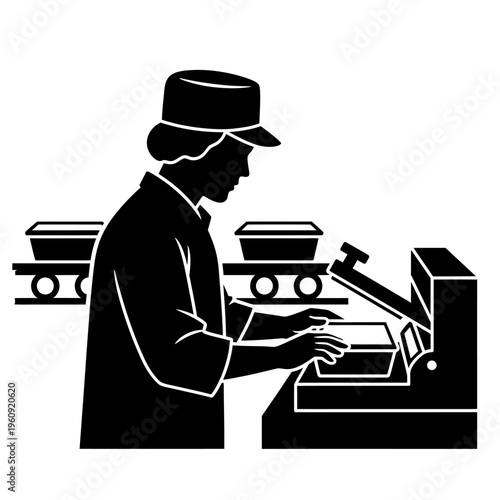 Man working on industrial machine.