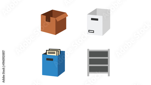 Four different types of storage containers and organizers displayed together