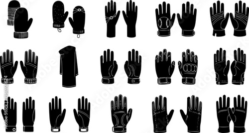Comprehensive Gloves and Mittens Icon Set - Winter Apparel and Sports Handwear Vector Collection