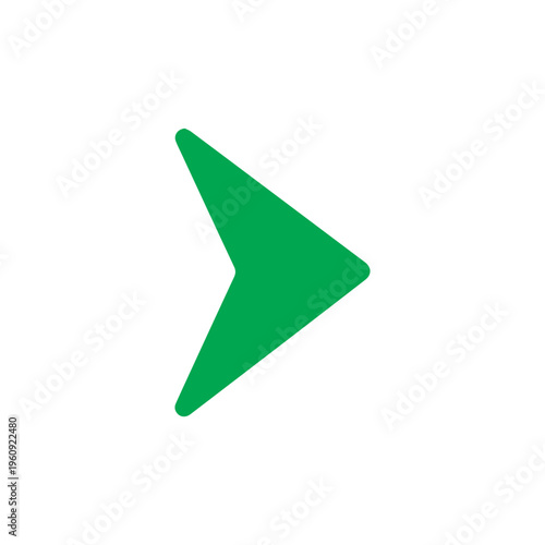 Vivid green stylized pointer icon indicates forward movement or continuation on a stark white canvas. Free Download Vivid green stylized pointer icon indicates forward movement or continuation on a stark white canvas. - GFXLoad