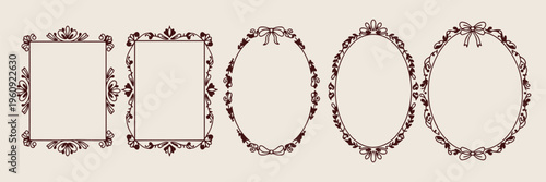 Vintage Frame Border Set, Antique Mirror Frame Design, Classic Photography Border Art, Retro Certificate Frame Graphics, Elegant Mirror Decoration Illustration, Royal Portrait Frame Vector, Victorian 