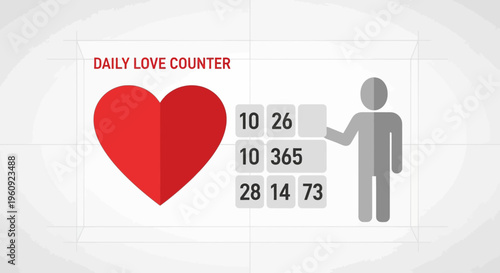 Daily Love Counter with Heart Icon and Data Display