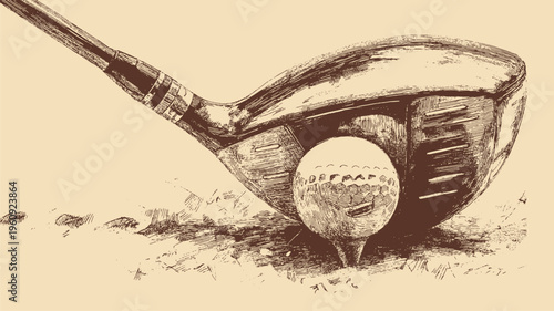 Close-up vector illustration of a golf club and a golf ball. This vector illustration can be used in any size you like for advertising, logos, and other work.