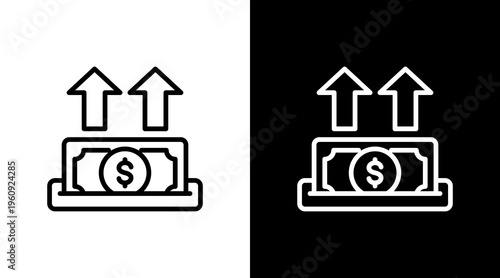 Bank Transfer White Icon Set Design