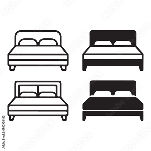 Bed silhouette icon inspired by cozy bedroom and restful lifestyle