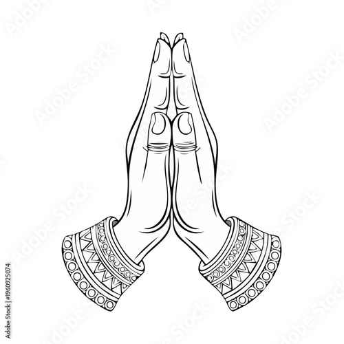 Namaste Gesture Hands Praying with Decorative Bracelets
