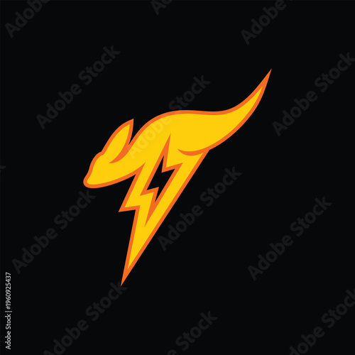 Kangaroo Lighting Logo Design symbol Graphic Vector
