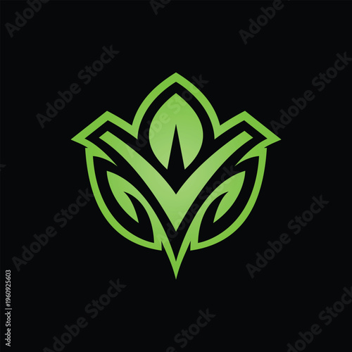 Letter V Leaves Logo Design symbol Graphic Vector