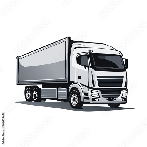 Modern White Semi Trailer Truck Transportation Logistics Vehicle Illustration
