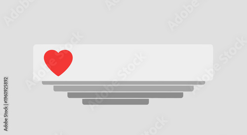 Red Heart Icon on Social Media Like Button Bar, Graphic Design Element