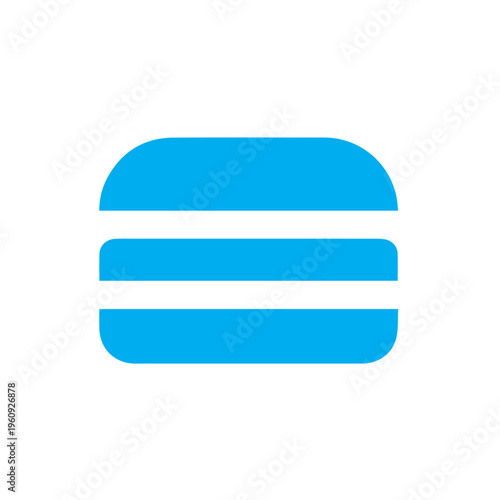 Bright blue stylized hamburger icon represents fast food ordering or restaurant branding on a white background.