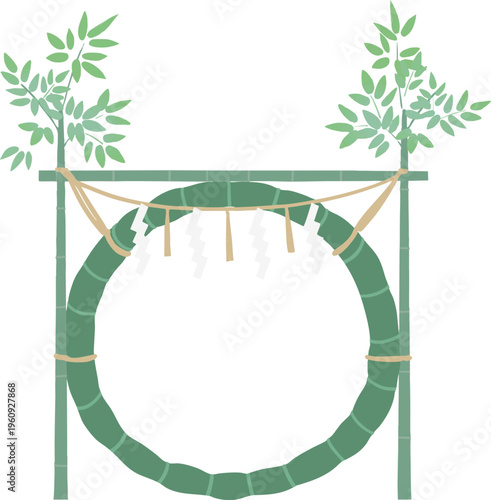 大祓の茅の輪のベクターイラスト｜夏越の祓・厄除け・神社の伝統行事素材（背景透過・シンプル）