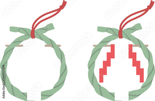 茅の輪の御守りベクターイラスト｜夏越の祓・厄除け・神社のお守り素材（背景透過・シンプル）