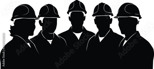 Silhouette of four firefighters in uniform