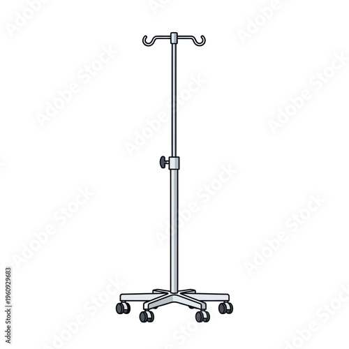 Medical IV Stand with Wheels and Pole.