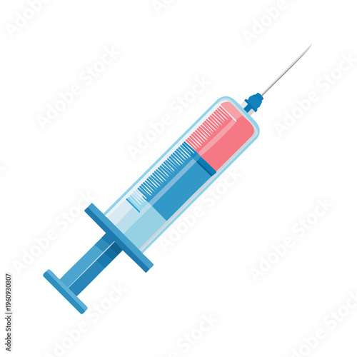 Medical syringe with liquid and needle illustration medical healthcare concept