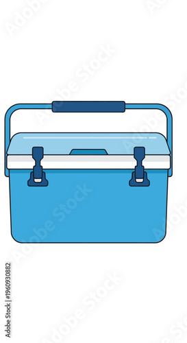 Blue Cooler Box with Handle and Latches.