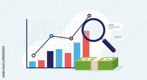 Business Growth Chart with Upward Arrow Profit Increase Analytics Vector Illustration